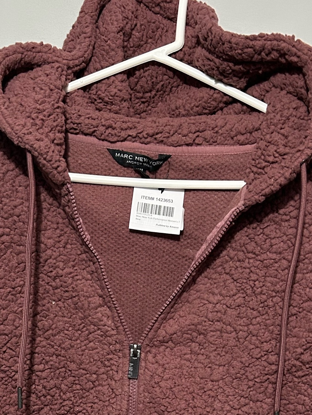 Marc New York Teddy Zip Hoodie in Mauve Rose